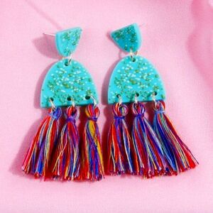 Turquoise tassel earring colorful